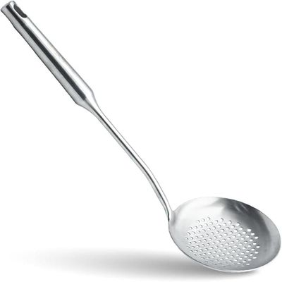 Beram Stainless Steel Skimmer, Strainer, Cooking Spatula, Kitchen Utensil, Spoon, 100% Food Grade, Compact, Lightweight, Silver