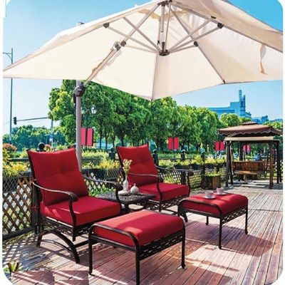 Schondor -Outdoor Coffee set-Philadelfia- 55x55x45- Aluminum- Black frame- Red 