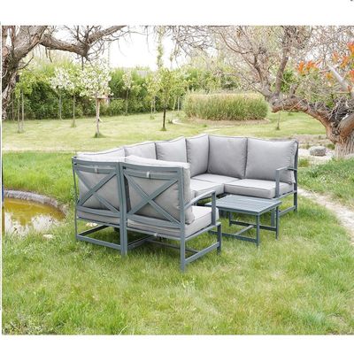 Schondor - Outdoor Sofa set - Dallas style -58x58x40 CM-Alminium- Gray 
