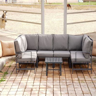 Schondor - Outdoor Sofa set - Dallas style -58x58x40 CM-Alminium- Gray 
