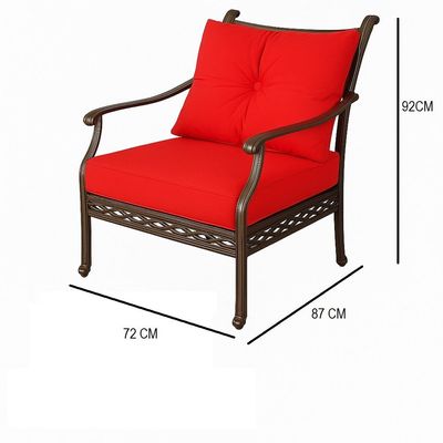 Schondor- Outdoor Sofa Set -Phil-COF-SET-005-105x55x45 CM-Alminium-Black Frame -Red