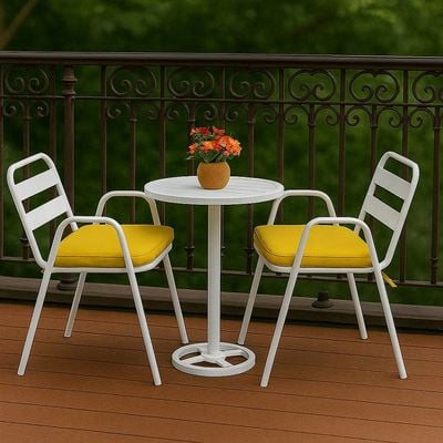 Schondor-Outdoor-Balcony set- Millan- 002--Aluminum-White Frame-Yellow Cushion 