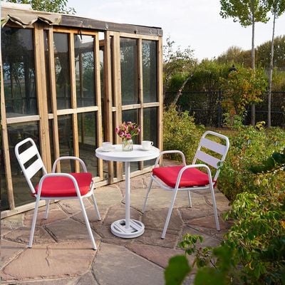 Schondor-Outdoor-Balcony set- Millan- 002-White Frame-Red Cushion 