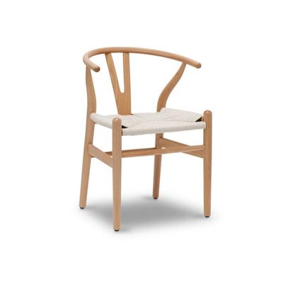Nordic - Style Metal Chair Y - Chair with Woven Seat - Ideal for Home Dining & Living Spaces (1 piece beige)