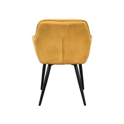 Modern Mustard Velvet Armchair with Vertical Tufting & Black Metal Legs(Yellow 1 piece)