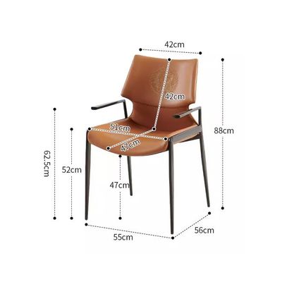 Luxury - Inspired Brown Leather Dining Chair with Armrests & Iconic Emblem(1 piece)