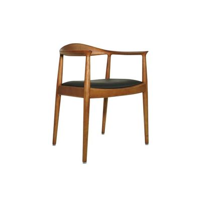 Classic Solid Wood Armchair with Black Leather Seat, Modern Minimalist Dining/Living Room Chair(One Piece)