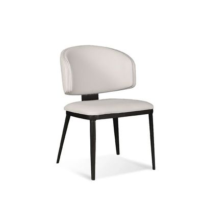 Elegant White Backrest Chair, Black Metal Legs, Suitable for Living & Dining Rooms(One Piece)