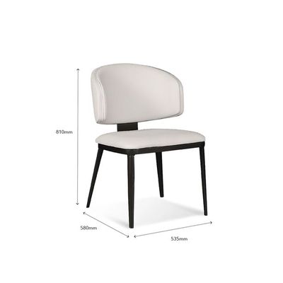 Elegant White Backrest Chair, Black Metal Legs, Suitable for Living & Dining Rooms(One Piece)