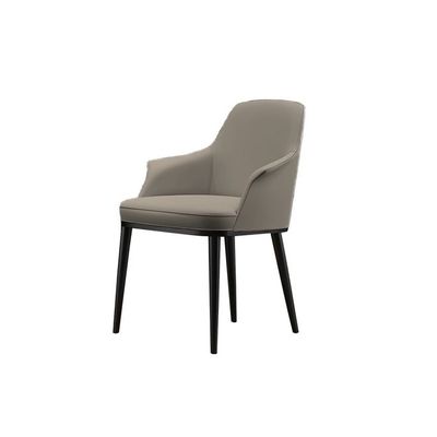 Modern Minimalist Light Grey Leather Armchair with Black Legs, A Must - have for Stylish Homes(One Piece)