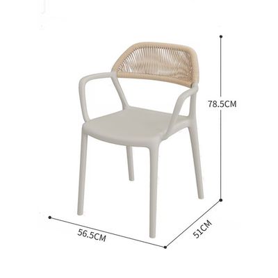 Black Modern Outdoor Armchair with Woven Rattan Backrest and Plastic Seat, Ideal for Patio, Garden & Balcony(One Piece)