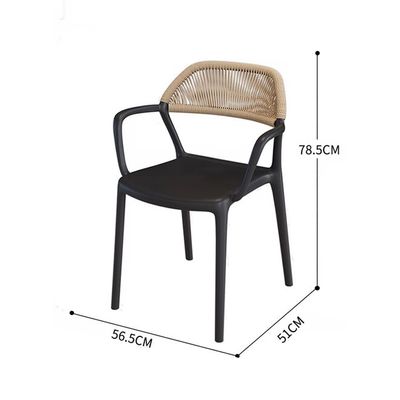 White Modern Outdoor Armchair with Woven Rattan Backrest and Plastic Seat, Ideal for Patio, Garden & Balcony(One Piece)