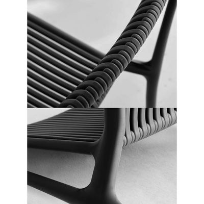 Black Plastic Woven Backrest Dining Chair, Nordic Minimalist Style Home Leisure Chair(One Piece)