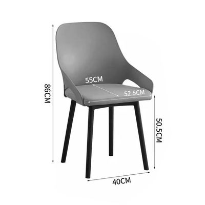 Modern Grey Dining Chair with Padded Seat and Black Legs, Ergonomic Accent Chair for Kitchen, Living Room(1 piece)