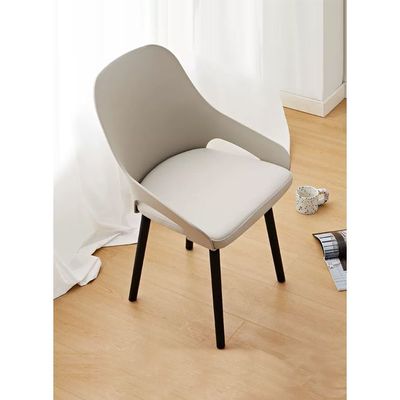 Modern Beige Accent Chair with Padded Seat and Black Legs, Ergonomic Upholstered Dining Chair for Living Room, Kitchen, Bedroom(1 piece)