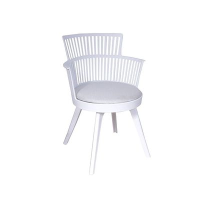Modern White Plastic Armchair with Comfortable Cushion for Dining Room, Living Room, Home Office(One Piece)