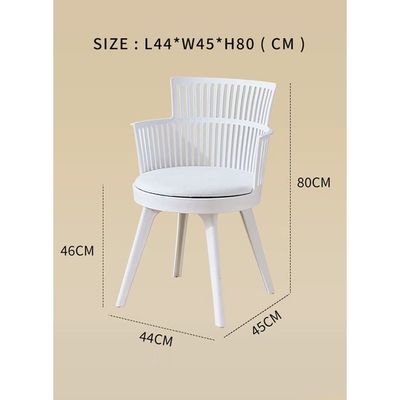 Modern White Plastic Armchair with Comfortable Cushion for Dining Room, Living Room, Home Office(One Piece)