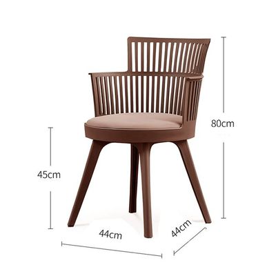 Modern Brown Plastic Armchair with Comfortable Cushion for Home Office, Dining Room, Living Room(One Piece)
