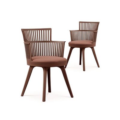 Modern Brown Plastic Armchair with Comfortable Cushion for Home Office, Dining Room, Living Room(One Piece)