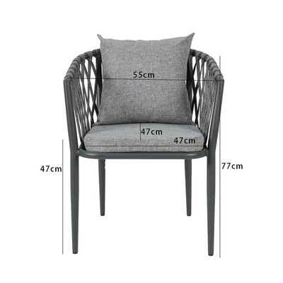 Modern Gray Outdoor Woven Armchair with Comfortable Cushion and Pillow for Patio, Garden, Courtyard(One Piece)