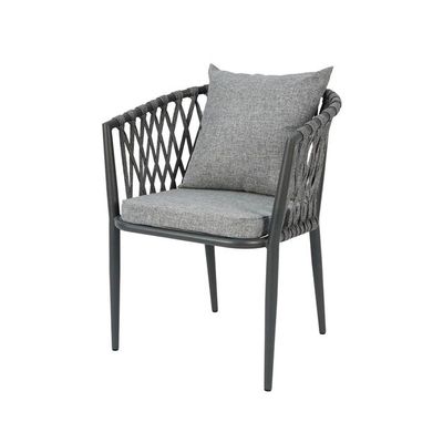 Modern Gray Outdoor Woven Armchair with Comfortable Cushion and Pillow for Patio, Garden, Courtyard(One Piece)