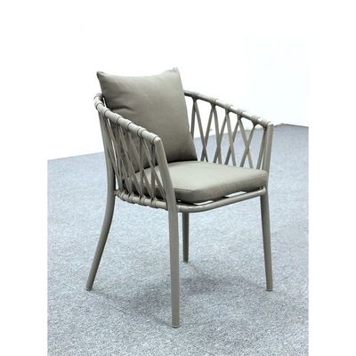 Modern Dark Beige Outdoor Woven Armchair with Comfortable Cushion and Pillow for Patio, Garden, Courtyard(One Piece)