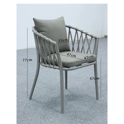 Modern Dark Beige Outdoor Woven Armchair with Comfortable Cushion and Pillow for Patio, Garden, Courtyard(One Piece)