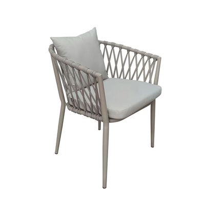 Modern Light Beige Outdoor Woven Armchair with Comfortable Cushion and Pillow for Patio, Garden, Courtyard(One Piece)