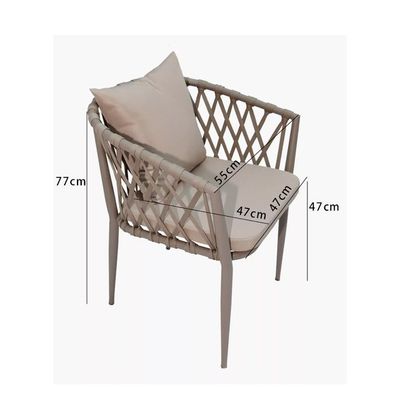 Modern Light Beige Outdoor Woven Armchair with Comfortable Cushion and Pillow for Patio, Garden, Courtyard(One Piece)