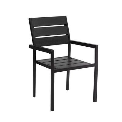 Modern Black Outdoor Aluminum Alloy and WPC Armchair for Patio, Garden, Courtyard(One Piece)
