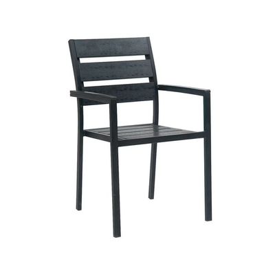 Modern Black Outdoor Iron and WPC Armchair, Suitable for Patio, Garden and Courtyard(One Piece)