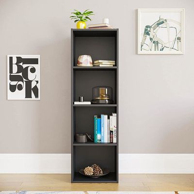 Bookcase and accessory Display Unit of wood 4Tier Black