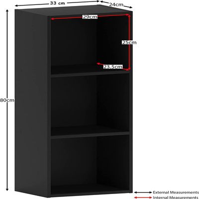 Bookcase and accessory Display Unit of wood 3Tier Black