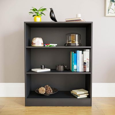 Bookcase and accessory Display Unit of wood 3Tier Black Big