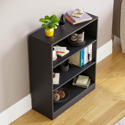 Bookcase and accessory Display Unit of wood 3Tier Black Big
