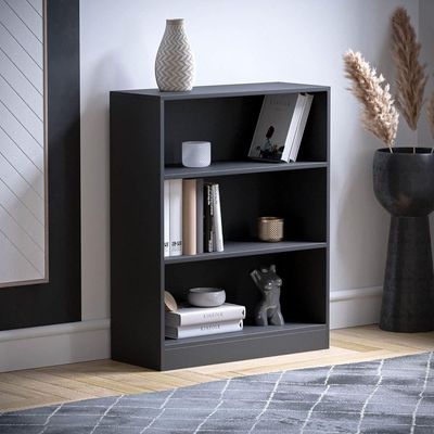 Bookcase and accessory Display Unit of wood 3Tier Black Big
