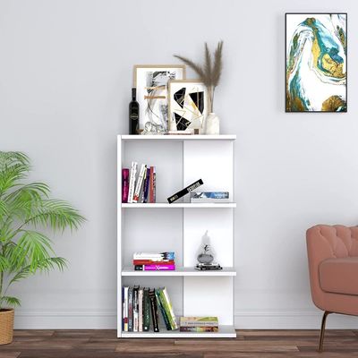 Wood Bookcase with 4 Bookshelf for Living Room and Bedroom and Office - 110cm -White Wood Bookcase with 4 Bookshelf for Living Room and Bedroom and Office - 110cm -White