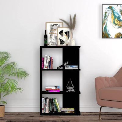 Wood Bookcase with 4 Bookshelf for Living Room and Bedroom and Office - 110cm -Black Wood Bookcase with 4 Bookshelf for Living Room and Bedroom and Office - 110cm -Black