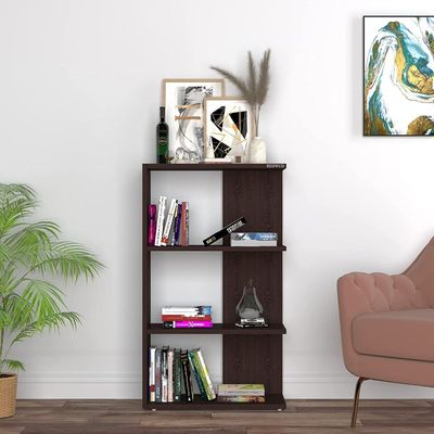 Wood Bookcase with 4 Bookshelf for Living Room and Bedroom and Office - 110cm -brown Wood Bookcase with 4 Bookshelf for Living Room and Bedroom and Office - 110cm -brown