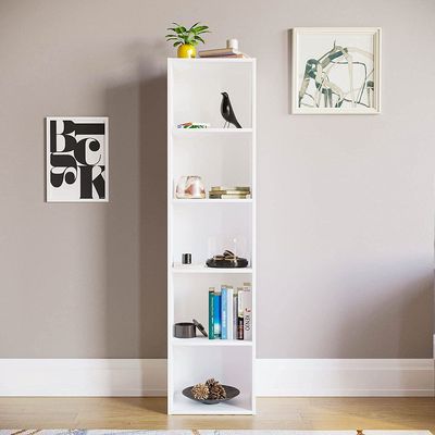 Bookcase and accessory Display Unit of wood 5Tier White