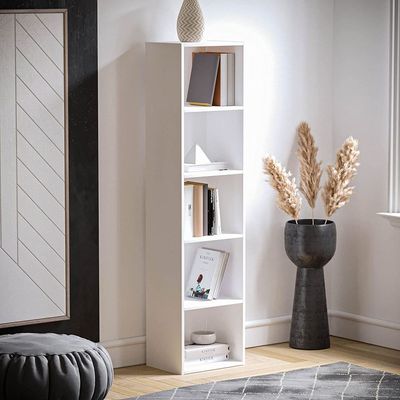 Bookcase and accessory Display Unit of wood 5Tier White