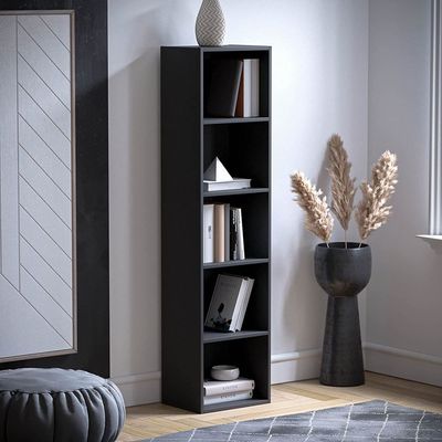 Bookcase and accessory Display Unit of wood 5Tier Black