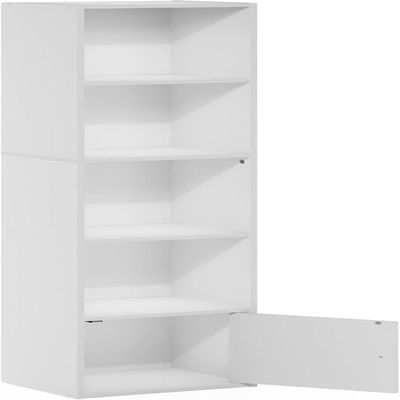  Furinno Luder Shelf Bookcase with 1 Door Storage Cabinet, White