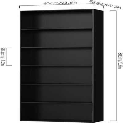 Wooden Tall Storage Shelf Unit with 4 Open Shelves - Black, Ideal for Book and Décor Organization, Perfect for Living Rooms, Offices, and Small Spaces - Modern Space-Saving Design - 180 cm