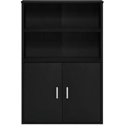  Furinno Pasir Storage Cabinet with 2 Open Shelves and 2 Doors, Black Oak