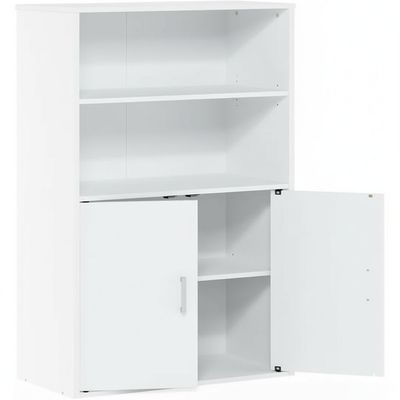 Furinno Pasir Storage Cabinet with 2 Open Shelves and 2 Doors, White