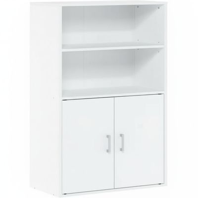 Furinno Pasir Storage Cabinet with 2 Open Shelves and 2 Doors, White