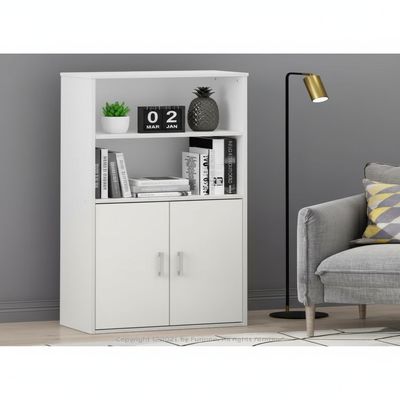 Furinno Pasir Storage Cabinet with 2 Open Shelves and 2 Doors, White