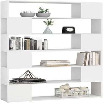 puraday Bookcase/Divider White 100 x 24 x 188 cm Wall Bookcase Wall Shelf Wooden Bookcase Modern Bookcase Room Divider Elegant and Classic Design puraday Bookcase/Divider White 100 x 24 x 188 cm Wall Bookcase Wall Shelf Wooden Bookcase Modern Bookcase Room Divider Elegant and Classic Design