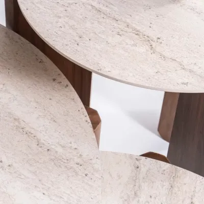 Thorin Walnut Travertine Coffee Table Set Of 3